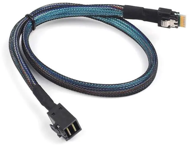 Alt view image 5 of 5 - PCIe 4.0 Slimline SAS SFF 8654 4i 38Pin to Mini SAS HD SFF 8643 Cable \u2013 12Gbps High Speed Server Wire, 30AWG Copper, Black (1m)
