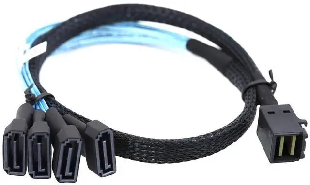 Alt view image 5 of 6 - Mini SAS HD SFF 8643 to 4X SATA 7Pin Male Cable  12Gbps High Speed Server Wire, 30AWG Copper, Black (0.5m)