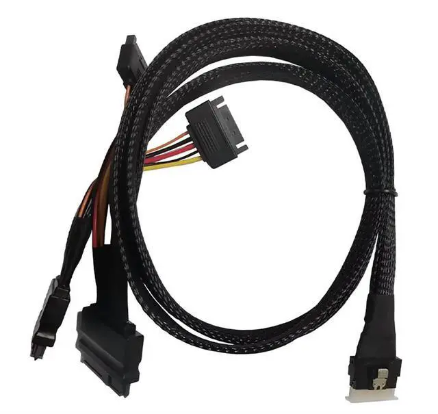 Alt view image 5 of 6 - SFF-8654 8i to Dual SFF-8639 NVMe (U.2) Cable  80cm SlimSAS to SAS/SATA Data Transfer Cable Compatible with NVMe SSDs