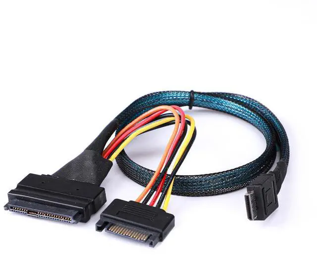 Alt view image 5 of 6 - CAB861139 Mini SAS Oculink 4i to U.2 SFF-8639 Cable  PCIe 4.0 38Pin SFF-8611 to 8639 NVMe SSD Adapter 50cm for U.2 U.3 SDD - with 15-Pin SATA Power