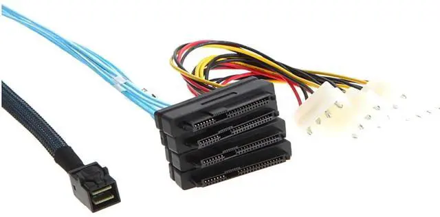 Alt view image 2 of 6 - Mini SAS HD SFF-8643 to 4X SAS SFF-8482 Server Cable \u2013 12Gbps Server Internal High-Speed Cable | 30AWG | with Power Cable (39.37, Inches)