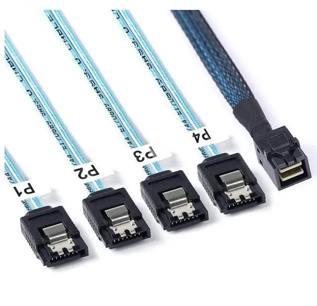 Main image of Mini SAS HD SFF-8643 to 4 x SATA 7P Female High-Speed Internal Server Cable (19.68, Inches)