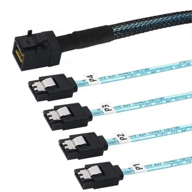 Alt view image 4 of 5 - Mini SAS HD SFF-8643 to 4 x SATA 7P Female High-Speed Internal Server Cable (19.68, Inches)