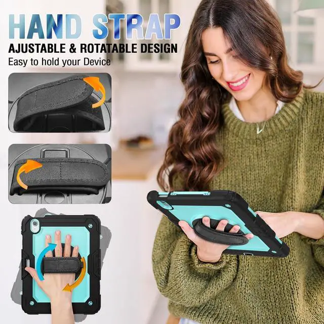 Alt view image 4 of 6 - Case Compatible with iPad Air 11 2025/2024 with Screen Protector Pen Holder | Case for iPad Air 7th/6th Gen 11 inch | Heavy Duty Rugged Protective Cover W/Hand Strap Shoulder Strap