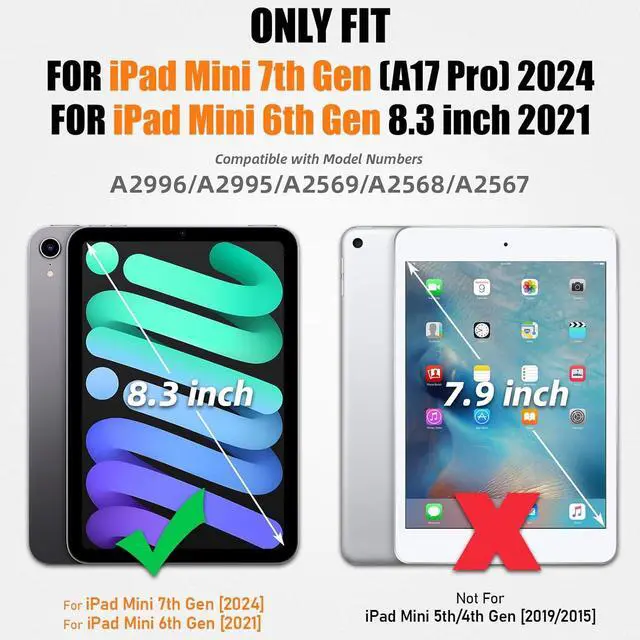 Alt view image 7 of 7 - Case for iPad Mini 7 (A17 Pro)2024/ Mini 6 8.3'' with Screen Protector Pencil Holder [360 Rotating Hand Strap] &Stand, Drop-Proof Case for iPad Mini 7th/6th Generation 8.3", SkyBlue+Black