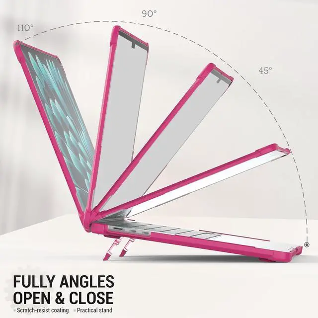 Alt view image 3 of 7 - Case for MacBook Air 15 inch 2025-2023 Release A3241 A3114/A2941 M4-M2 Chip, Shock-Absorbing Protection with Folding Stand &Mouse Pad/Bag Case for MacBook Air 15'' (Pink)