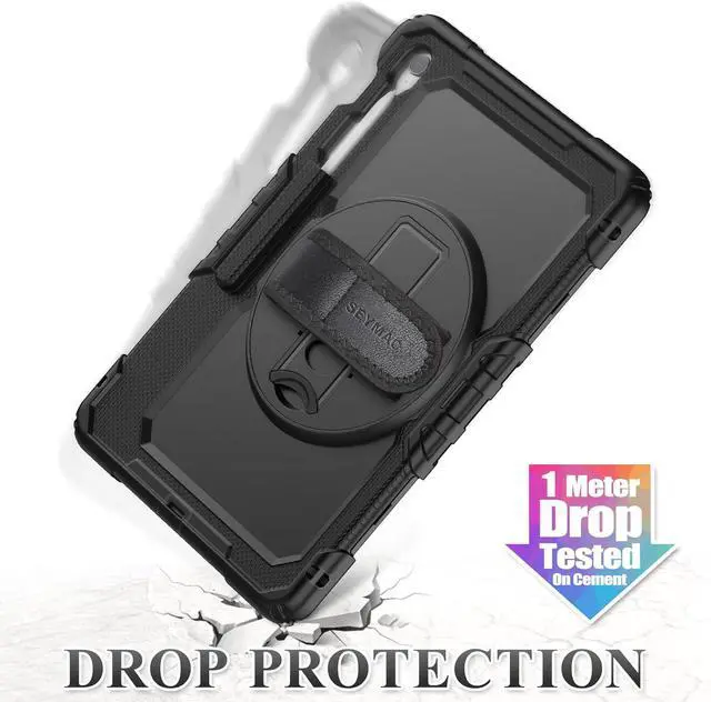 Alt view image 7 of 7 - Case for SAM-SUNG Galaxy Tab S10 FE+ Plus 5G Tablet Case 13.1'' Protective with Screen Protector, Pencil Holder, 360 Rotating Stand, Hand Strap, Shoulder Strap, Black1