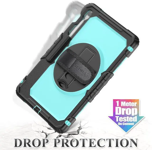 Alt view image 7 of 7 - Case for SAM-SUNG Galaxy Tab S10 FE+ Plus 5G Tablet Case 13.1'' Protective with Screen Protector, Pencil Holder, 360 Rotating Stand, Hand Strap, Shoulder Strap, SkyBlue1