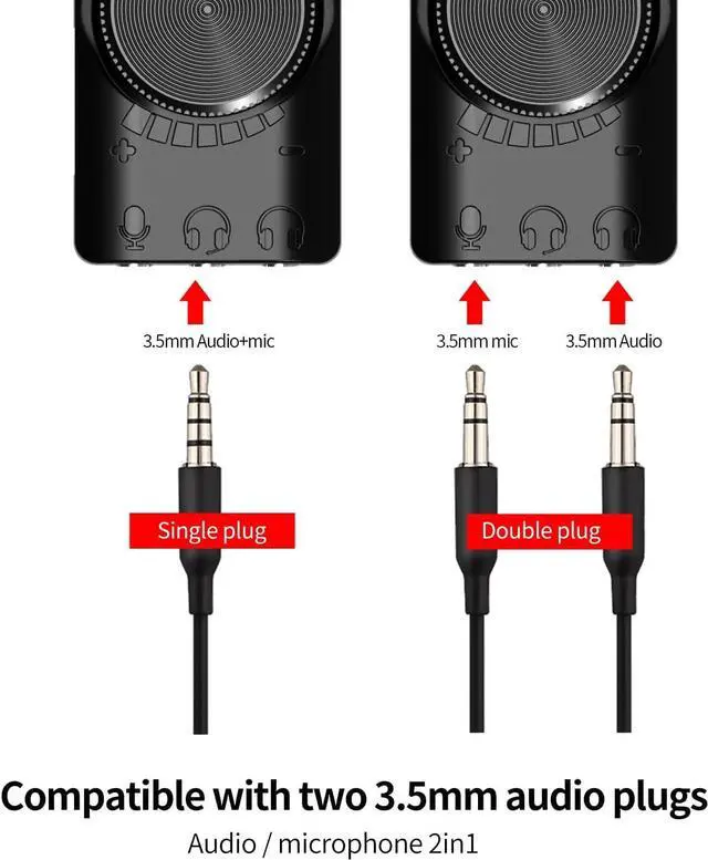 Alt view image 5 of 7 - USB Sound Card Virtual 7.1 Surround Sound USB External Sound Card Adapter with PUBG Sound Effects for PC/PS4/PS5/Mac/Gaming Headset,Plug and Play