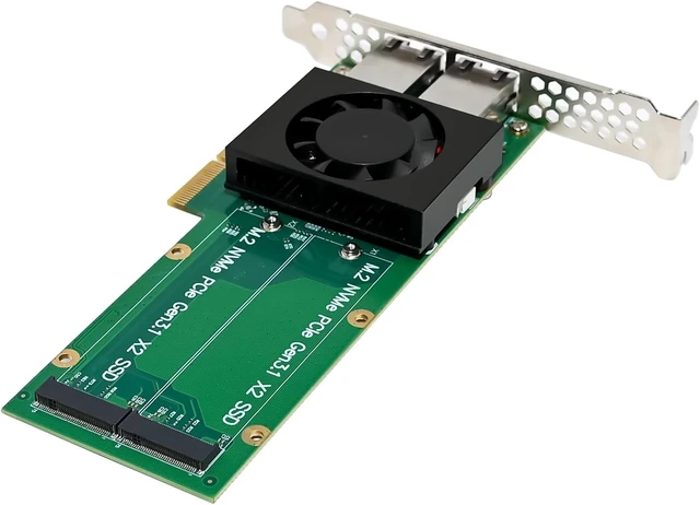 Alt view image 7 of 7 - PCIe 3.1 X4 to Dual 2.5G Network Card+Dual M.2 NVMe PCIe Adapter with Low Profile Bracket Support M.2 (M Key) NVMe SSD 22110/2280 /2260/2242 /2230