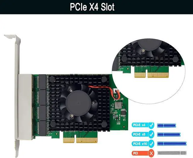 Alt view image 3 of 7 - Quad-Port 2.5 GbE Network Adapter PCIe 3.1 with in-tel I225-V 2500/1000/100Mbps 4-Port PCI Express Giga-bit Ethernet NIC Card RJ45 LAN Controller for Windows 10/11 with Low Profile Bracket
