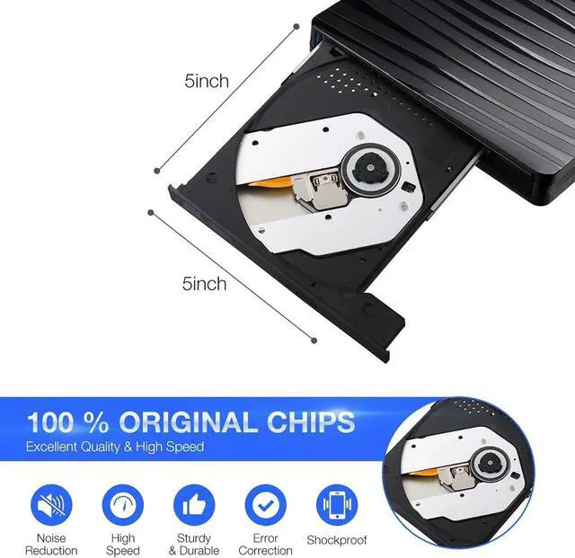 Alt view image 4 of 7 - External CD/DVD Drive for Laptop, USB A/C 3.0 CD DVD Player Portable +/-RW Burner CD ROM Reader Writer Disk Duplicator Compatible with Laptop Desktop PC Windows Apple Mac Pro MacBook Linux