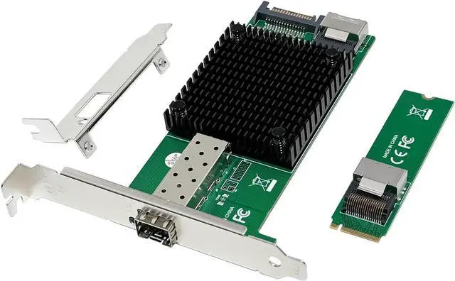 Alt view image 2 of 6 - 10G M.2 NVMe (M Key SFP+ PCIe X4 Netwrok Card with in-tel 82599(X520-DA1) Controller,10gb RJ45 Ethernet NIC Industrial Adapter with SFF-8087 Cable/Low Profile Bracket Support PXE&UEFI