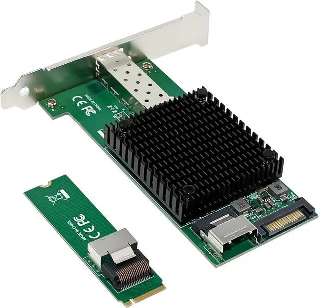 Alt view image 5 of 6 - 10G M.2 NVMe (M Key SFP+ PCIe X4 Netwrok Card with in-tel 82599(X520-DA1) Controller,10gb RJ45 Ethernet NIC Industrial Adapter with SFF-8087 Cable/Low Profile Bracket Support PXE&UEFI