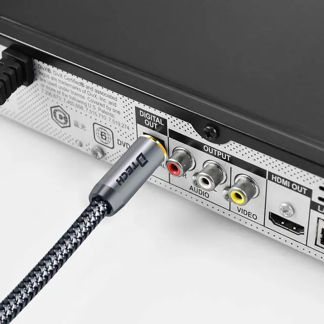 Alt view image 2 of 6 - DTECH Toslink Digital Optical Audio Cable 3ft for Soundbar TV Receiver Home Theater SPDIF 5.1 7.1 Surround Sound System Stereo Speaker DVD CD Xbox/PS4, Copper Shell, Braided Jacket, 3 Feet, Grey