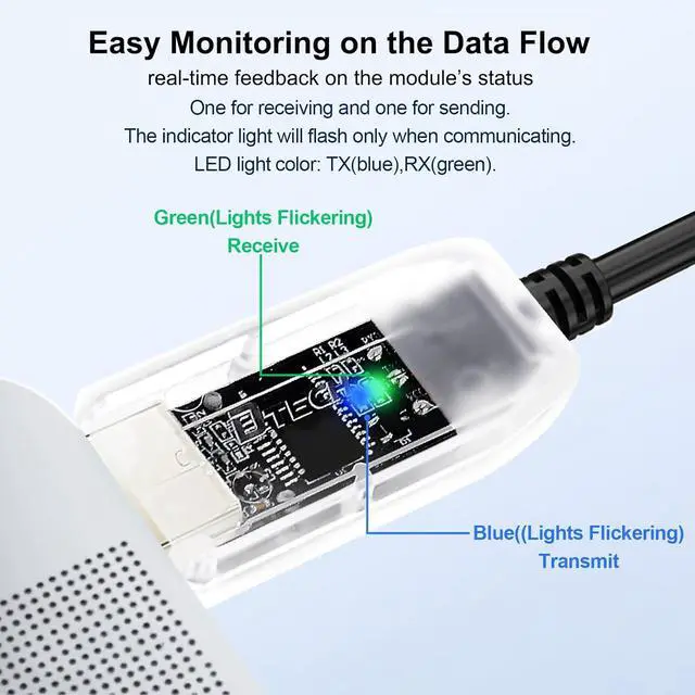 Alt view image 3 of 7 - DTECH USB to TTL Adapter FTDI Chip 3.3V 3 Pin USB to UART Debug Cable FT232RNL IC Serial Converter 6ft LED Indicators Output 3.3 Volt for Windows 11 10 8 7 XP MAC Linux Easy Debugging Programming