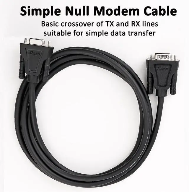 Alt view image 4 of 7 - DTech 15ft DB9 RS232 Serial Cable Male to Female Extension Simple Null Modem Cord Cross TX RX Line 2 Pin Crossed for Computer Data Communication (15 Feet, Black)