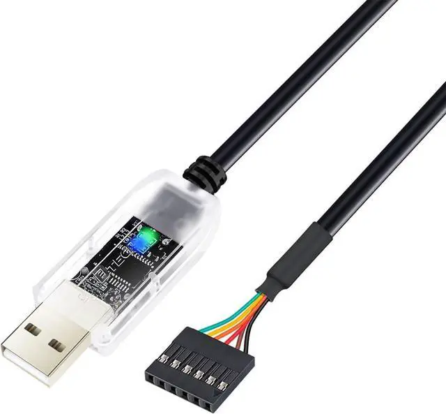 Main image of DTECH USB to TTL Adapter FTDI Chip 3.3V 6 Pin USB to UART Debug Cable FT232RNL IC Serial Converter 6ft LED Indicators Output 3.3 Volt for Windows 11 10 8 7 XP MAC Linux Easy Debugging and Programming