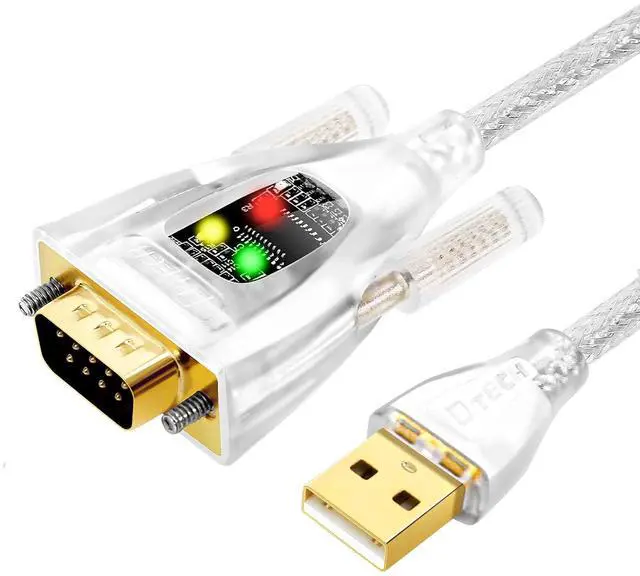 Main image of DTECH USB to Serial RS-232 Adapter Features FTDI Chip DB9 9 Pin RS232 to USB Cable 3ft FT231 Chipset Support Windows 11 10 8 7 XP Mac OS Linux Data Lights Detect
