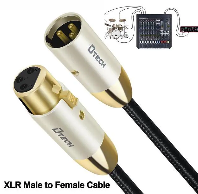 Alt view image 6 of 7 - DTECH 5ft XLR to XLR Microphone Cable Male to Female Balanced Audio Cord for Mic Speaker PA Systems Standard 3 Pin Gold Plated Connectors Nylon Braided Instrument Wire, 5 Feet, Black