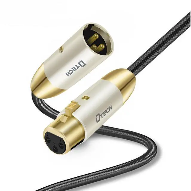 Main image of DTECH 3m XLR to XLR Microphone Cable Male to Female Balanced Audio Mic Cord for PA Speaker System Standard 3 Pin Gold Plated Connectors Nylon Braided Instrument Wire, 3 Meter 10 Feet Approx, Black