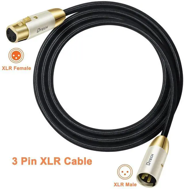 Alt view image 2 of 7 - DTECH 5ft XLR to XLR Microphone Cable Male to Female Balanced Audio Cord for Mic Speaker PA Systems Standard 3 Pin Gold Plated Connectors Nylon Braided Instrument Wire, 5 Feet, Black
