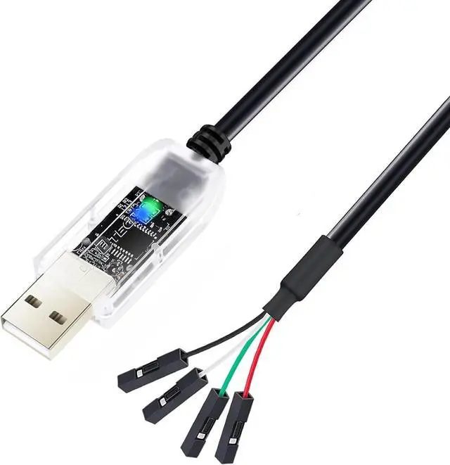 Main image of DTECH USB to TTL Adapter 3.3V 4 Pin USB to UART Debug Cable Prolific Chip LED Indicators PL2303 IC Serial Converter 3ft Output 3.3 Volt for Windows 11 10 8 7 XP MAC Linux Easy Debugging Programming