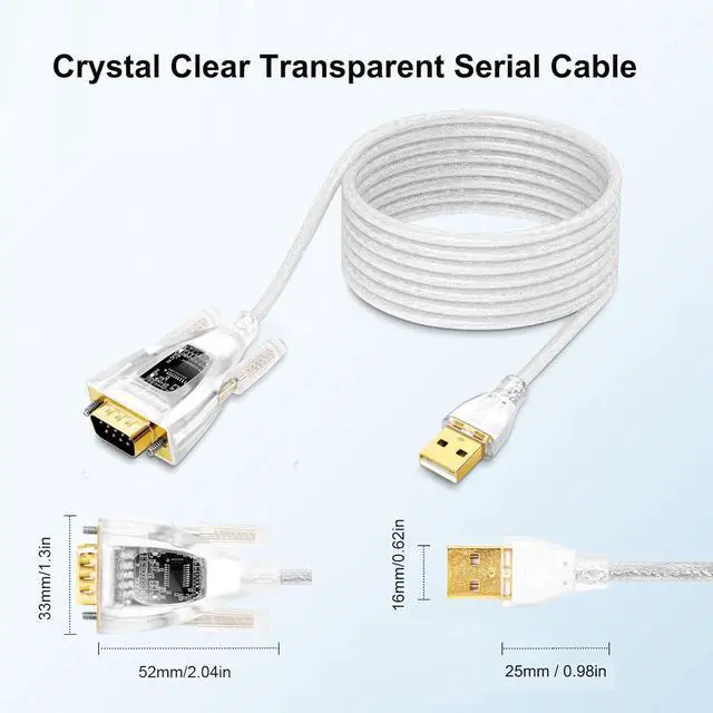 Alt view image 2 of 7 - DTECH USB to Serial Adapter Features FTDI Chip DB9 9 Pin RS232 to USB Cable FT231 Chipset Compatible with Windows 11 10 8 7 XP Mac OS Linux RS-232 Data Lights Detect