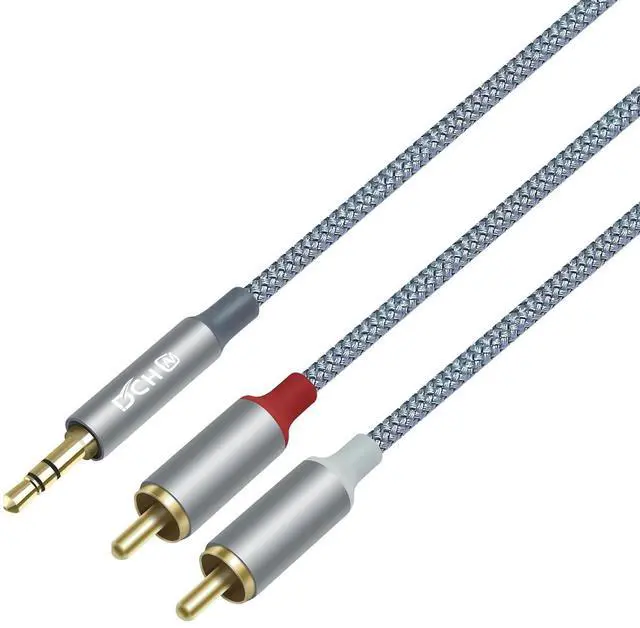 Main image of DCHAV 3.5mm to RCA Audio Cable 4ft 2 Male RCA Aux Cord Adapter Headphone Jack Y Splitter for Speaker Stereo Car Subwoofer TV MP3 Laptop Amplifier with Nylon Braided Wire Gold Plated Plug Red White
