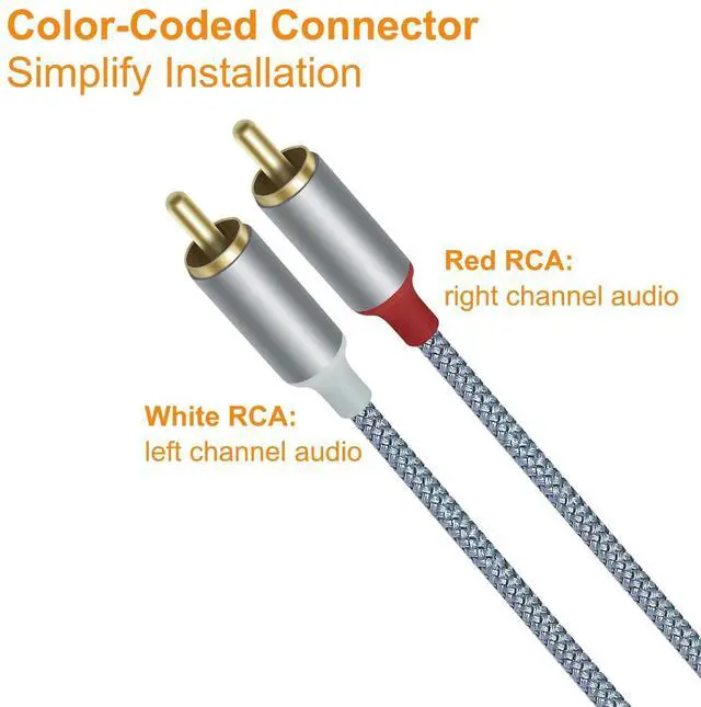 Alt view image 6 of 6 - DCHAV 3.5mm to RCA Audio Cable 4ft 2 Male RCA Aux Cord Adapter Headphone Jack Y Splitter for Speaker Stereo Car Subwoofer TV MP3 Laptop Amplifier with Nylon Braided Wire Gold Plated Plug Red White