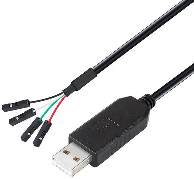 Main image of DTech USB to TTL Serial Adapter 3.3V Debug Cable TX RX Signal 4 Pin Female Socket PL2303 Prolific Chip Windows 10 8 7 XP Vista (3ft, Black)