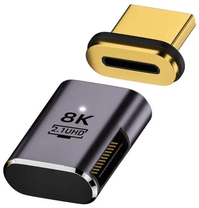 Main image of HDMI 2.1 Magnetic Connector, HDMI Male to Female 90 Degree Right Side 8K@60Hz 4K@120Hz 48Gbps High Speed Gold Plated Gender Change Adapter