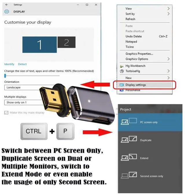 Alt view image 7 of 7 - HDMI 2.1 Magnetic Connector, HDMI Male to Female 90 Degree Right Side 8K@60Hz 4K@120Hz 48Gbps High Speed Gold Plated Gender Change Adapter