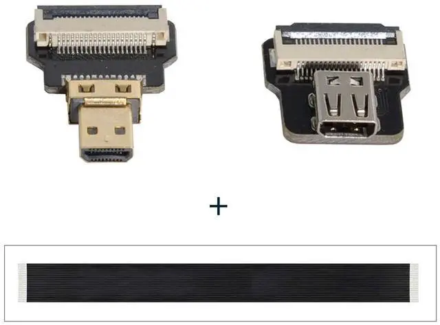 Alt view image 2 of 6 - CY Micro HDMI to Micro HDMI Cable CYFPV Micro HDMI Male to Micro HDMI Female Extension FPC Flat Cable 1080P for FPV HDTV Multicopter Aerial Photography