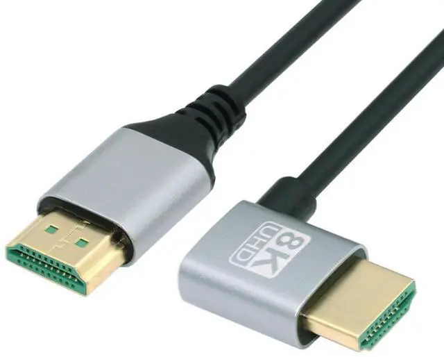 Alt view image 6 of 7 - HDMI 2.1 Cable,HDMI Male to Male 90 Degree Left Angled 8K@60Hz 4K@120Hz 48Gbps Ultra High-Speed Gold-Plated Cable 1.0M for TV, Monitor, Computer