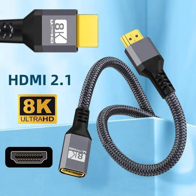 Alt view image 2 of 7 - HDMI 2.1 Cable HDMI UHD 8K 60hz 4K 120hz 48Gbs Male to Female Extension Cable with Audio 3D HDMI Cord 1.5M