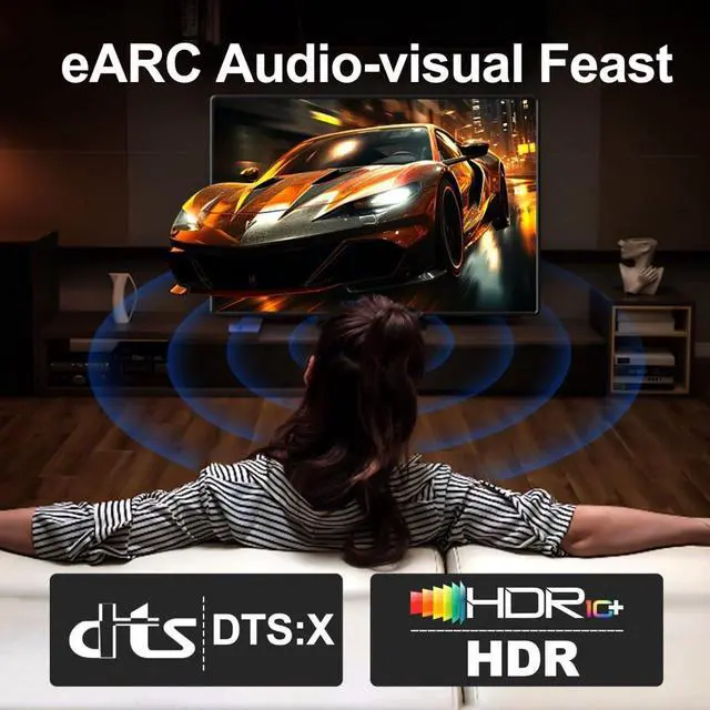 Alt view image 4 of 7 - 16K HDMI Cable 1.64FT/0.5M,HDMI 2.2 Ultra High Speed 96Gbps Gold Plating Braided Cable Supports 16K@60Hz with DSC,8K@120Hz,HDR 10+,HBR3,DSC 1.2a