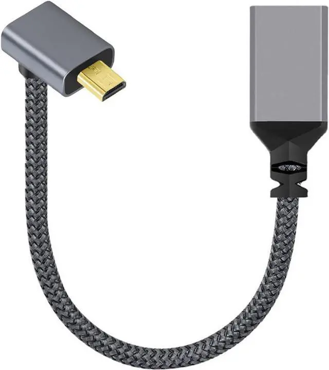 Alt view image 2 of 7 - CY Micro HDMI to HDMI Cable,Micro HDMI 1.4 Male to HDMI Female 4K Extension Cable 90 Degree UP Angled