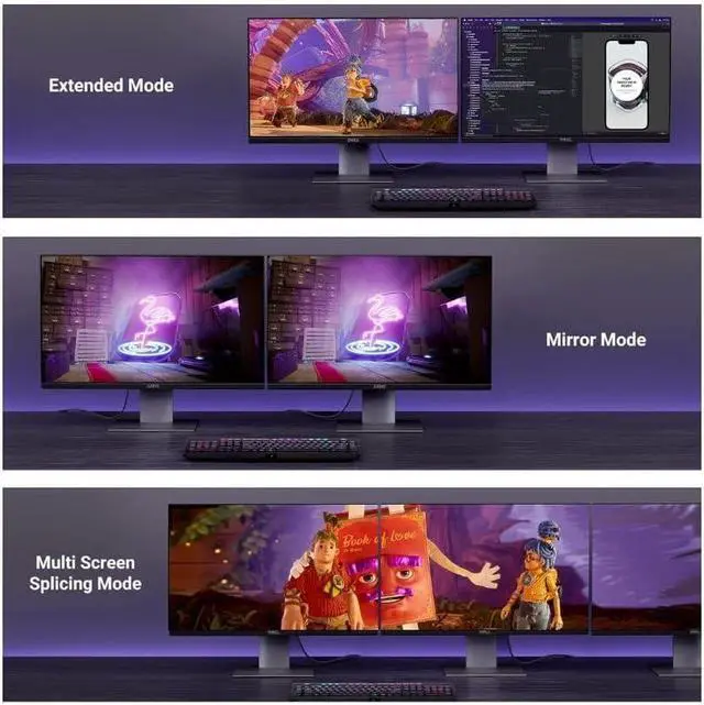 Alt view image 6 of 7 - UGREEN DisplayPort Cable 2.1 [VESA Certified] DP2.0 40Gbps Support 16K@30Hz 8K@240Hz 4K@240Hz HDR, HDCP, DSC 1.2a, Braided Display Port Cable Cord Compatible FreeSync G-Sync Video Card Monitor, 3.3FT