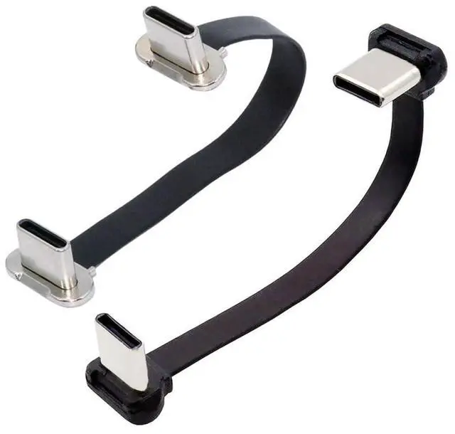 Main image of 2 Pack 2.76Inch USB C Short Flat Cable,USB 2.0 Type C Dual 90 Degree Angled PD 65W Fast Charge Data Extension Cable for Power Bank