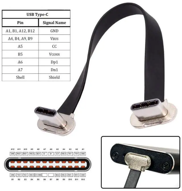 Alt view image 5 of 7 - 0.23FT USB C Short Flat Cable, USB 2.0 Type C Dual 90 Degree Angled PD 65W Fast Charge Data Extension Cable