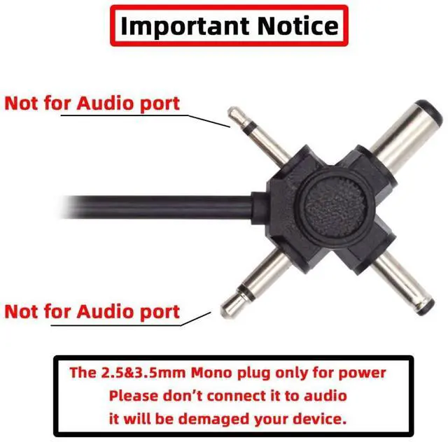 Alt view image 2 of 7 - 4 in 1 DC 5V 5.5x2.1mm 4.0x1.7mm Mono 3.5mm 2.5mm to USB 2.0 Power Plug Barrel Connector Charge Cable 1.5M