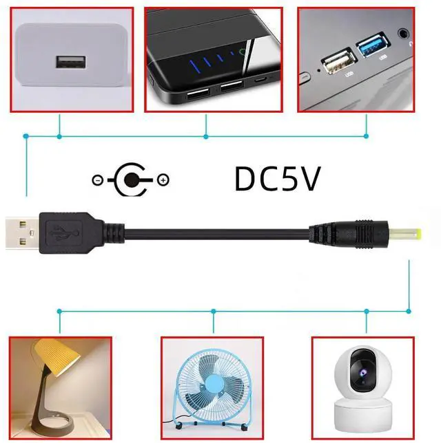 Alt view image 7 of 7 - USB to DC 4.0x1.7mm Cable,USB 2.0 Type A to DC 5V 4.0x1.7mm Power Round Plug Cable 24AWG 120cm