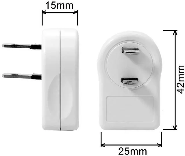 Alt view image 7 of 7 - NEMA Type A 1-15P USA Outlet Saver Extension Adapter 2-Prong 2 Outlets 90 Degree Left Right Angled