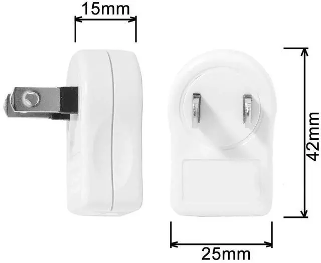 Alt view image 2 of 6 - NEMA Type A 1-15P USA Outlet Saver Extension Adapter 2-Prong 2 Outlets 90 Degree Up Down Angled