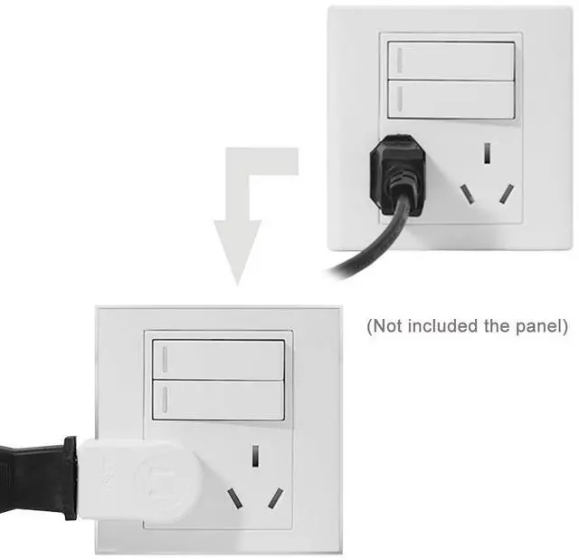 Alt view image 6 of 6 - NEMA Type A 1-15P USA Outlet Saver Extension Adapter 2-Prong 2 Outlets 90 Degree Up Down Angled