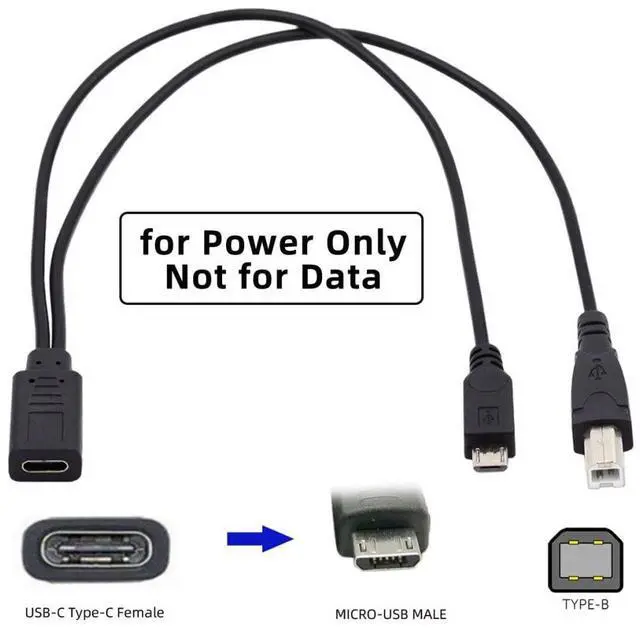 Alt view image 4 of 7 - USB C Splitter Multi Charging Cable,USB C 1 to 2 USB B/Micro USB Charge Extension Cable Supports Charging Two Devices at The Same Time 0.98FT/0.3M