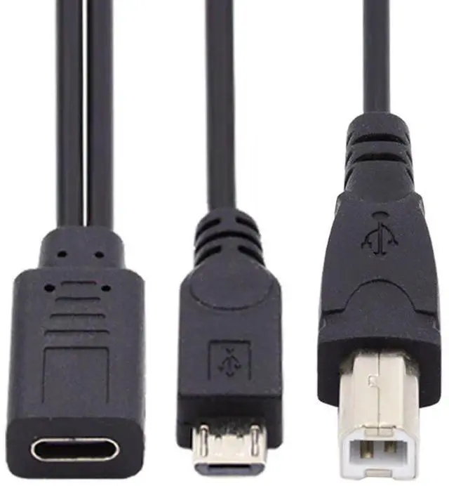Alt view image 7 of 7 - USB C Splitter Multi Charging Cable,USB C 1 to 2 USB B/Micro USB Charge Extension Cable Supports Charging Two Devices at The Same Time 0.98FT/0.3M