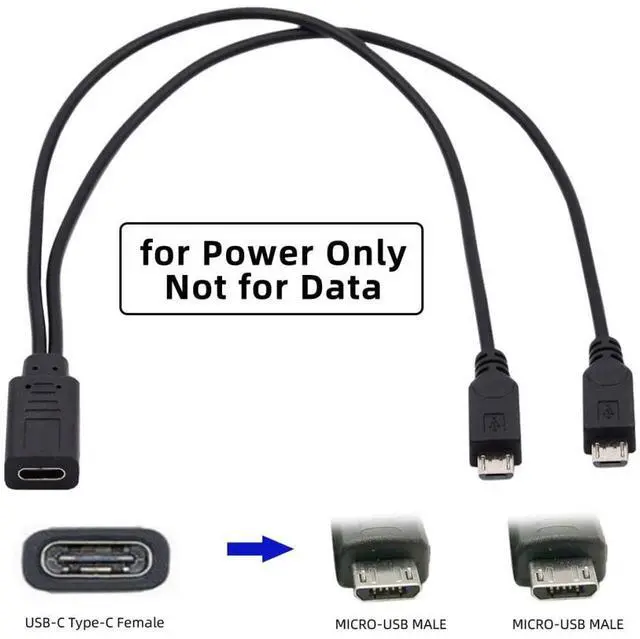 Alt view image 4 of 7 - USB C Splitter Multi Charging Cable,USB C 1 to 2 Micro USB Charge Extension Cable Supports Charging Two Devices at The Same Time 0.98FT/0.3M