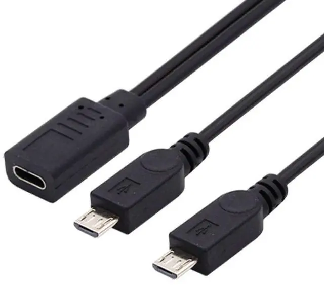 Alt view image 7 of 7 - USB C Splitter Multi Charging Cable,USB C 1 to 2 Micro USB Charge Extension Cable Supports Charging Two Devices at The Same Time 0.98FT/0.3M